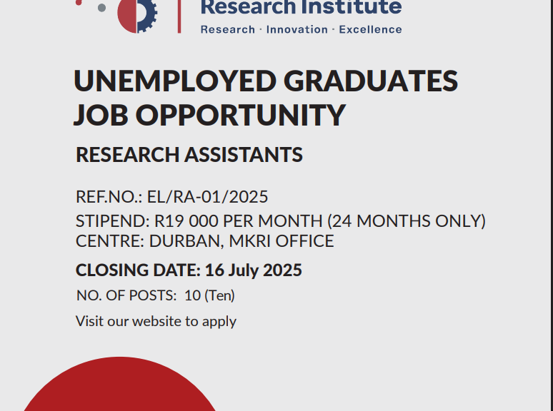 Moses Kotane Research Institute X10 Research Assistants 2025