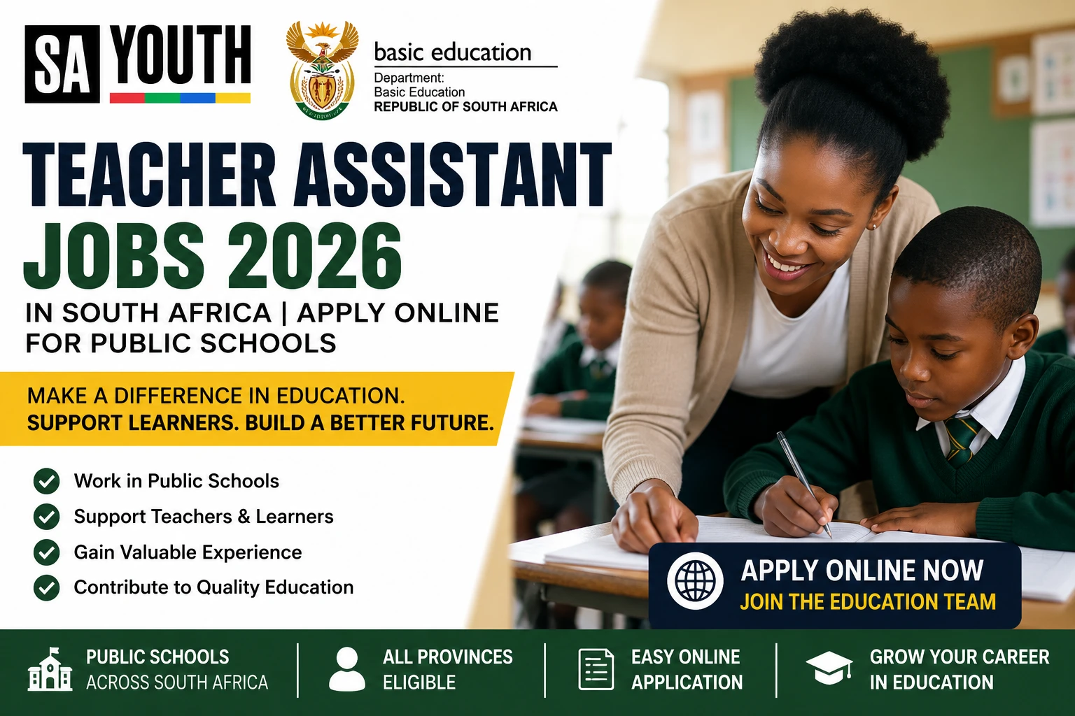 Teacher Assistant Jobs 2026 in South Africa | Apply Online for Public Schools