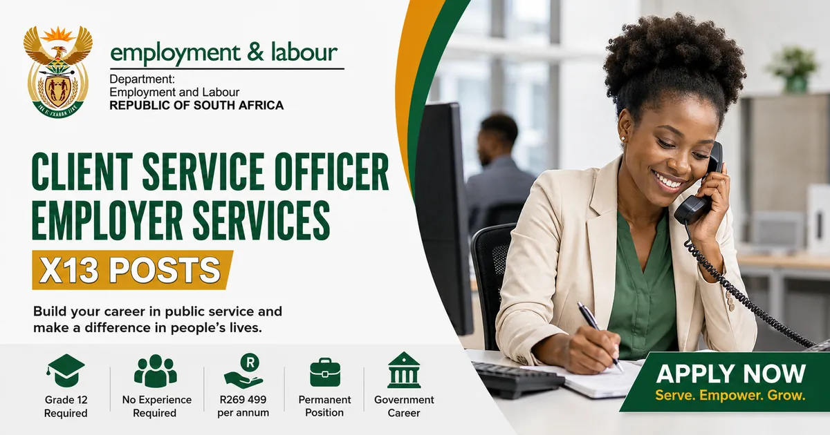 Department of Labour X13 Client Service Officers 2026