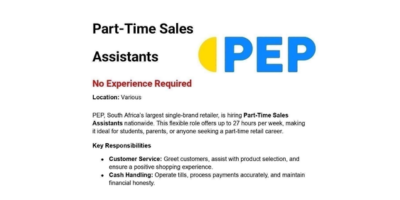Apply PEP Sales Assistants 2026 - Available!