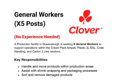 Clover is Recruiting 5 Posts General Workers 2026 - Available