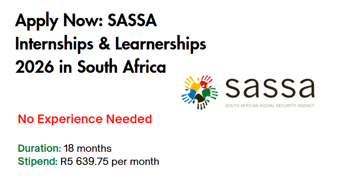 Apply Now: SASSA Internships & Learnerships 2026 in South Africa