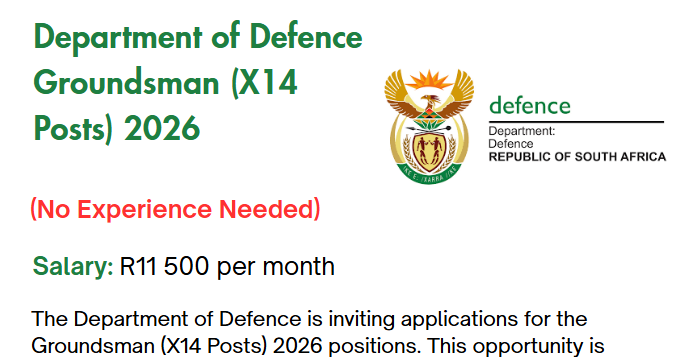 Department of Defence Groundsman (X14 Posts) 2026