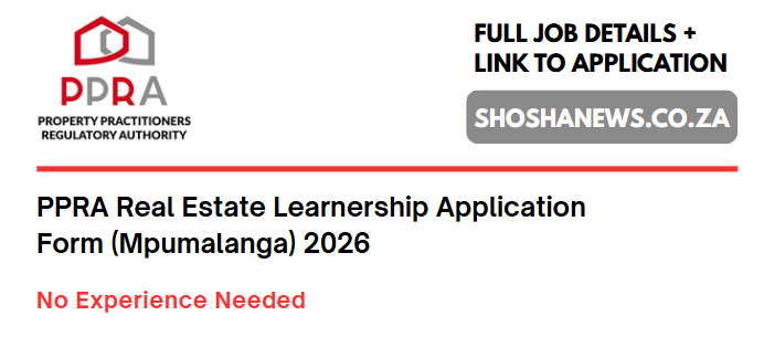 PPRA Real Estate Learnership Application Form (Mpumalanga) 2026