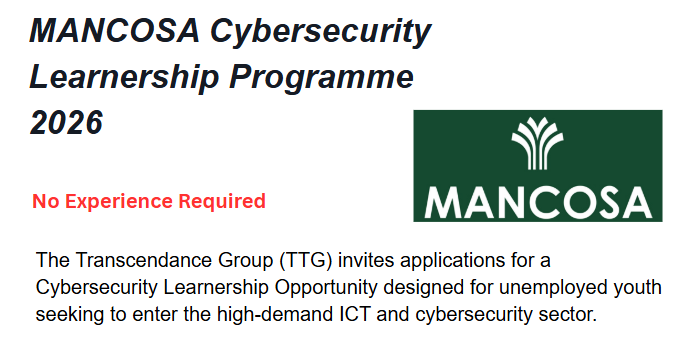 MANCOSA Cybersecurity Learnership Programme (The Transcendance Group) 2026
