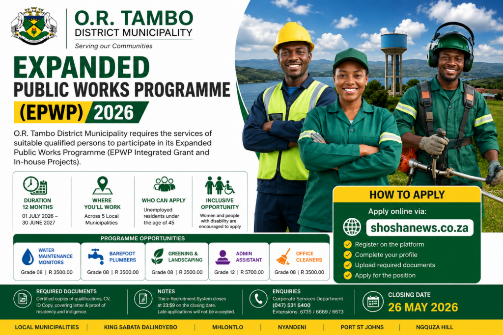 O.R. Tambo District Municipality Expanded Public Works Programme (EPWP) 2026