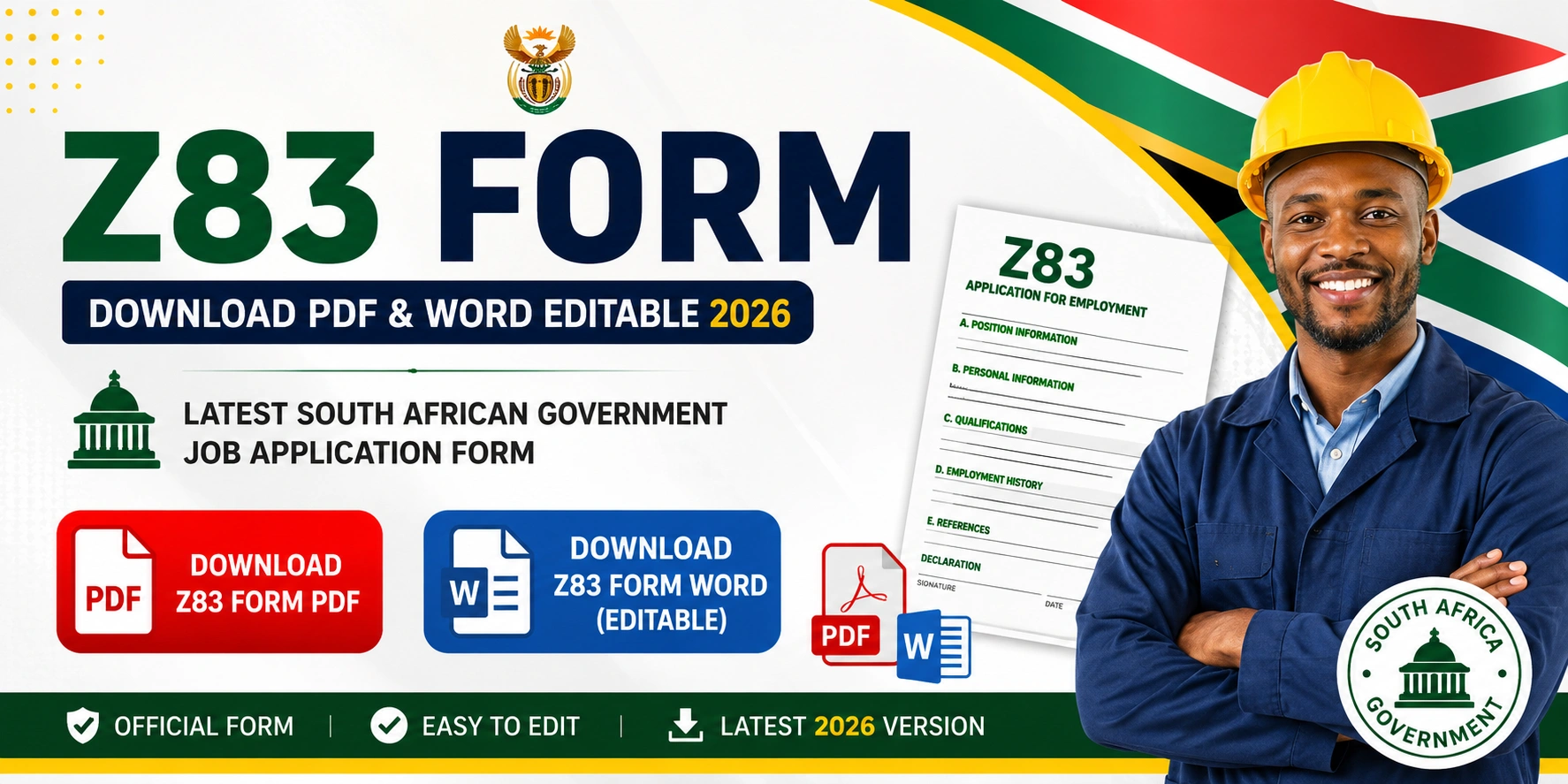 Z83 Form Download PDF & Word Editable 2026 | Latest South African Government Job Application Form